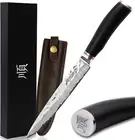 YOUSUNLONG Carving Knife 8 Inch Slicing Knife Japanese Damascus Hammered Steel B