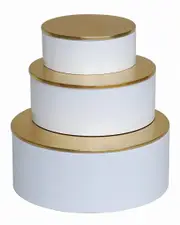 BIDKhome Set of 3 Round Boxes with Gold Leaf Lacquer Lid