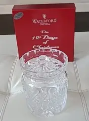 WATERFORD Crystal Twelve Days of Christmas Biscuit Barrel Cookie Jar FREE SHIP