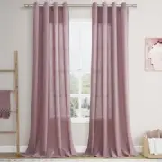 Light Filtering Sheer Curtains 96 Inches Long for 52"W x 96"L (Pack of 2) Blush