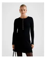 [Forever New] Louise Button Through Knitted Mini Dress in Black