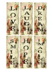 6 Shabby Chic Sentiments Cut Collage Bookmarks~Junk Journals~Cards~Books~#8NL