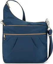 [Travelon] Anti-theft Signature 3 Compartment Crossbody Bag, Ocean, One Size, Anti-theft Signature 3 Compartment Crossbody Bag