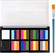 Face Painting Kit for Women,Make Facial Painting Set With 10 Grids - Sweat-Proof Washable Face Paint Set for Halloween Theme Parties Masquerade Cosplay