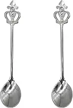 Pinenjoy 2Pcs Mini Crown Spoon 18/10(304) Stainless Steel Teaspoon 4.92inch Sugar Stirring Spoon for Coffee Dessert Ice Cream Appetizers