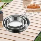 3x Stainless Steel Frying Pan Cooking Saucepan Portable Handle Frying Pan