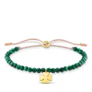 Thomas Sabo Charm Club - Cloverleaf with Green Stones Yellow Gold Bracelet