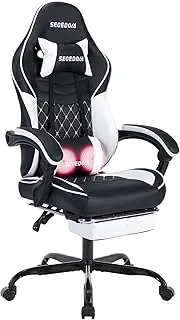 SEGEDOM Gaming Chair Computer Chair with Footrest,Gaming Chairs for Adults, Ergonomic PC Office Chair with Headrest & Lumbar Support, Reclining Chair, Home,Teens, Kids(Blackwhite)