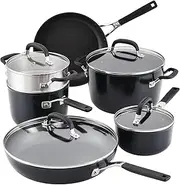 [KitchenAid] Hard Anodized Nonstick Cookware/Pots and Pans Set, 10 Piece, Matte Black