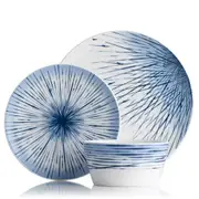 Noritake Hanabi Porcelain 12 Piece Dinner Set Blue & White - Robins Kitchen