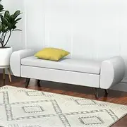 Artiss Storage Ottoman Blanket Box Bench Armrest 140cm Seat Chest Linen Grey