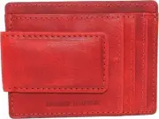 Marshal Genuine Hunter Leather Money Clip Front Pocket ID Wallet Strong...