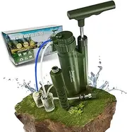 Portable Water Filter Pump,Water Filtration System Survival with 0.01 Micron Ultrafiltration Membrane, 3 Filter Stages,Water Purifier for Hiking, Camping, Emergency, and Outdoor Activities
