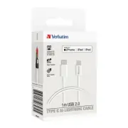 Verbatim 66582 Charge & Sync Lightning to USB-C Cable 1m White