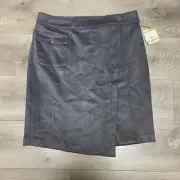 Anne Klein Womens Suede Split Front Skirt Night Fall Grey Size US 14
