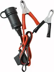 Cigarette Lighter Socket Battery Alligator Clamp - 2ft Battery Clips to Female Car Cigarette Lighter Socket Adapter Extension Cord 12v-24v Battery Clip-on Extension Cable with 15A Fuse (1)