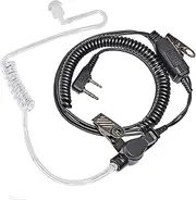 HYS Acoustic Tube Radio Headset Inline PTT Mic Microphone Two Way Radio Earpiece Compatible With Kenwood 2 Pin Baofeng UV-5R UV-82 BF-F8HP BF-888S Kenwood Walkie Talkie