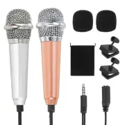 2Pcs Tiny Microphone with Sponge Cover, Holder and Drawstring Bag(Gold/Silver)