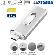 USB C Flash Drive 32GB 64GB Type C 2 IN 1 USB 3.0 Memory Stick For PC Android