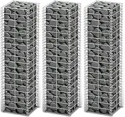 vidaXL Gabion Set of 3pcs | Galvanised Steel Retaining Walls | Sturdy Mesh Grid Design | Garden Landscape Construction | 25x25x100 cm | Silver