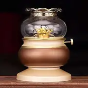 TT-YED Large Capacity Metal Kerosene Lamp with Clear Glass Shade and Flame Adjustment, Classic Retro Home Decoration, 250Ml-2800Ml, Wedding, Festival, Temple, Blessing,L(a)