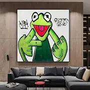 Mintura Handmade Frog Oil Paintings On Canvas Wall Art Decoration Modern Abstract Cartoon Picture For Home Decor Rolled Frameless Unstretched Painting