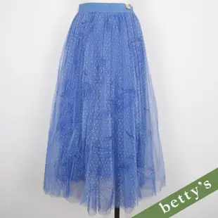 【betty’s 貝蒂思】動物印花點點網紗裙(淺藍)