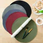 Set of 6 Round Braided Placemats Woven Table Mats for Christmas Dining Washable