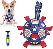 Dog Soccer Ball, 6'' World Cup Outdoor Interactive Dog Ball Toy, Dog Birthday Gift Toy for Tug of War,Puppy Toy, Dog Water Toy for Small&Medium Dog, Blue