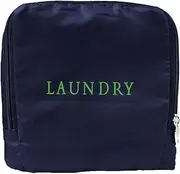 [MIAMICA] Soft Travel Laundry Bag with Zipper and Drawstring, Navy Blue & Green, 21” x 22” – Keep Your Dirty Clothes Separate and Your Suitcase Organized – Expandable, Durable, and Foldable Laundry Bag,