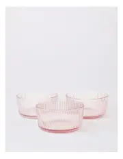 [Vue] Ribbed Glass Nibble Bowl Set of 3 in Pink