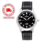Ratio Skysurfer Automatic Diver's Black Dial Leather Band RTS305 Mens Watch 200M
