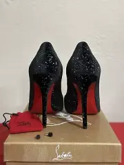 NEW Christian Louboutin Women’s 37.5 Pigalle Follies 100 Black Velvet Galactica