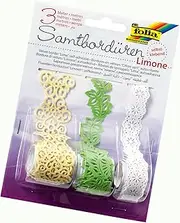 folia 12705 Velvet Border Lime Self-Adhesive 3 Rolls Assorted Colours Ideal for Decorating Home Accessories, Crafts and Cards