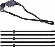 [RGEVGER] 5 Pcsspectacles Cord Retainer, Sports Glasses Chain Anti Slip Adjustable, Stylish and Comfortable Glasses Lanyard, for Eyewear Retainer Glass Cord for Running Camping Reading Outdoor, Black