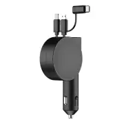 60W Retractable Car Charger USB Type-C Fast Charging Adapter For Phone Tablet (for: Smart)