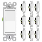3-Way Wall Light Switch On/Off Rocker Paddle Switch 15A 120/277V UL White 10Pack