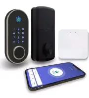 Smart Deadbolt Door Lock w/ Gateway & Keyless Entry, Fingerprint Biometric