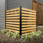[Enclo Privacy Screens] EC18009 Charleston Wood Outdoor Privacy Fence Screen Slatted No-Dig Kit 38" W x 42" H, 2 Panels