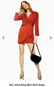 Topshop TALL Horn Ring Mini Shift Dress Size 8