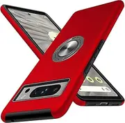 ELEPIK Invisible-Stand Series for Google Pixel 8 Pro Case with Ring Holder Kickstand, [Military Grade Drop Protection] Slim Phone Case, Red