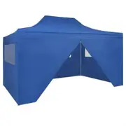 Foldable Tent Pop-Up with 4 Side Walls 3x4.5 m Blue
