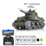 Henglong 1/16 7.0 Customized M4A3 Sherman RC Tank 3898 360° FPV Barrel Recoil