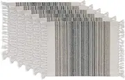 DII Everyday Collection, Fringed Stripe Tabletop, Placemat Set, Black, 6 Piece