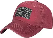 [MDATT] Black and White Striped Flowers Baseball Cap Adjustable Twill Bulk with Ponytail Hole Washed Dad Hat for Men Women
