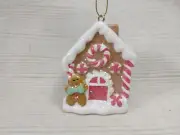 ~New Gingerbread House Peppermint Candy Man Pink Christmas Tree Ornament Winter