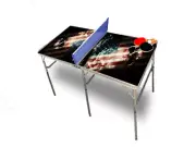 American Flag Skull Portable Table Tennis Ping Pong Folding Table w/Accessories