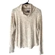 Splendid Leopard Print Pullover Turtleneck Top XS Beige Normcore Animal Cheetah