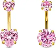 [AVYRING] 14G Stainless Steel Belly Button Rings for Women Belly Button Ring Hoop Clicker Opal Pink Heart CZ Silver Gold Navel Piercing Jewelry