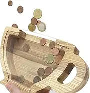 Wood Money Bank | Tea Cup Shape Money Bank for Kids - Wood Money Box Container for Saving Money, Storing Coffee Beans, Home